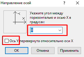 Задание направления X и Y в проекте
